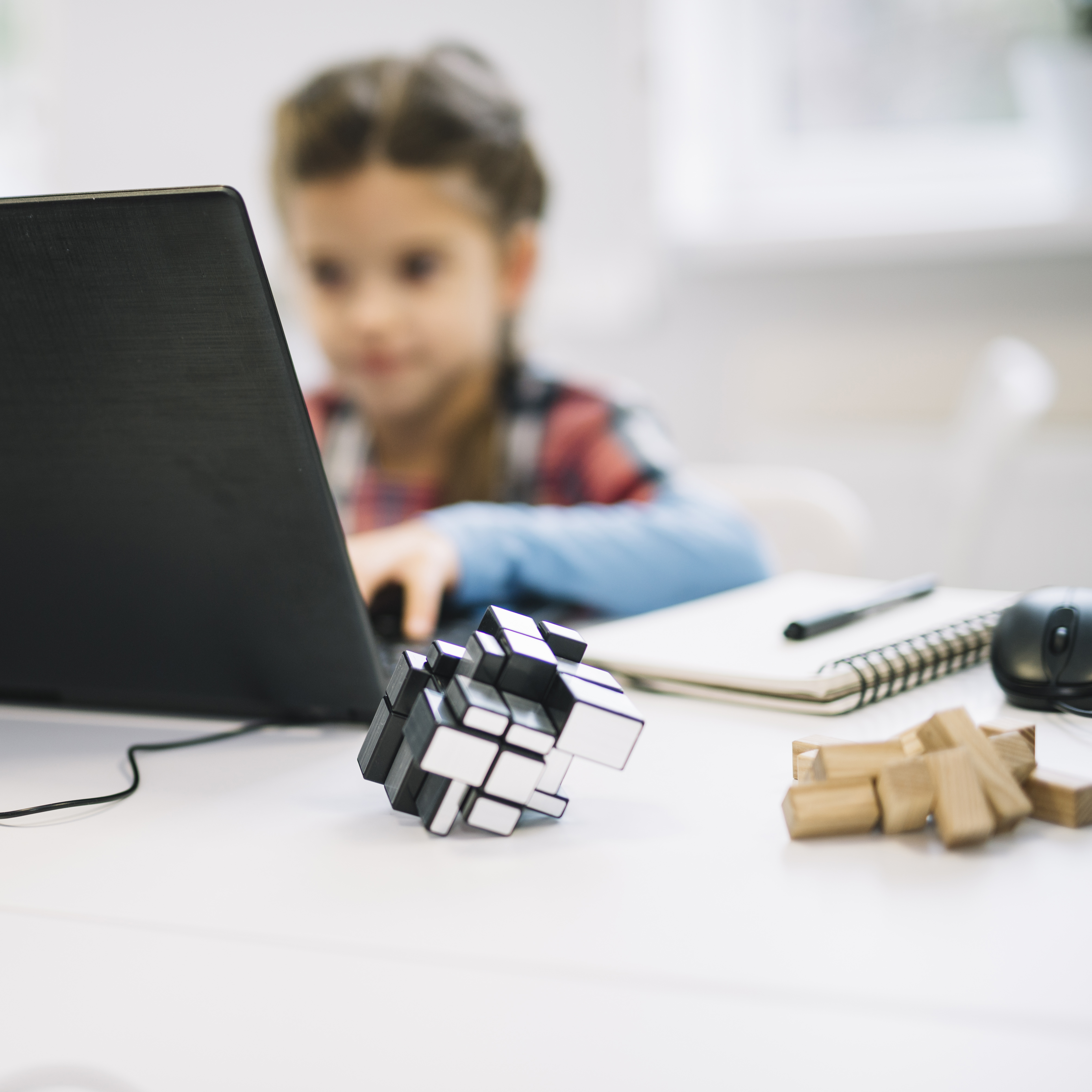 Youth learning computer basics